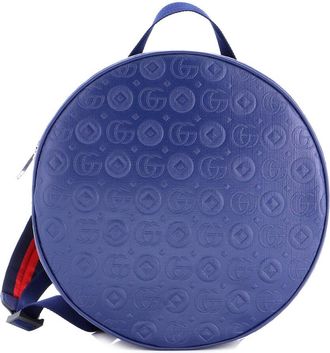 Gucci Blue Sheep Leather Childrens Round Zip Backpack Embossed (Authentic Pre-Loved)