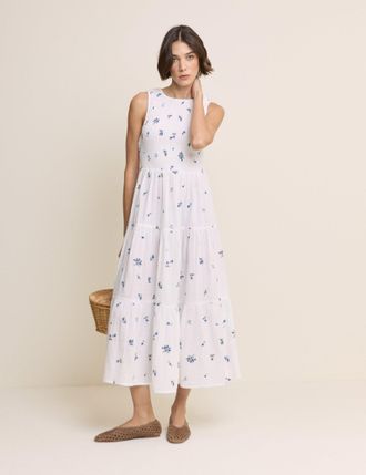 Nobody's Child White Floral Sleeveless Charlie Midi Dress