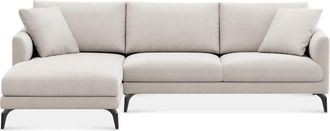 Castlery Lena Chaise Sectional Sofa Left Facing Customized, Cream Performance Fleece, Matte Black Legs, Spill Resistant, Removable Covers for Sofas