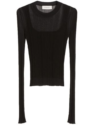 Sportmax Black Buono Fitted Sheer Ribbed Sweater