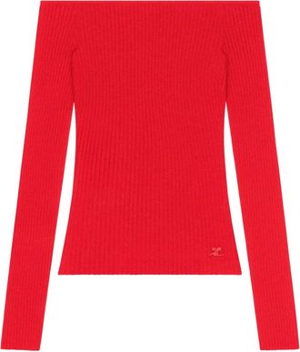 Courr&egrave;ges Top con spalle scoperte - Rosso