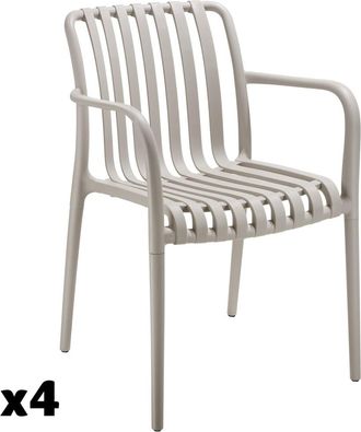 TecTake Set de 4 sillas de jard&iacute;n apilables y 54,5 x 58 x 80,5 cm, gris topo