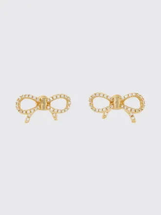 Ferragamo Crystal-Embellished Stud Earrings with Logo Lettering
