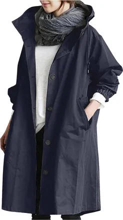 Generic Womens Waterproof Jackets Lightweight Hooded Rain Coats Winter Hooded Windbreaker Camping Climbing Outdoor Long Sleeve Trench Coats with Zippers