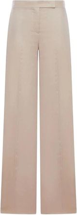 Max Mara Rechte Broek - Dames - Straight fit broeken - Beige - S - Leer - Broeken