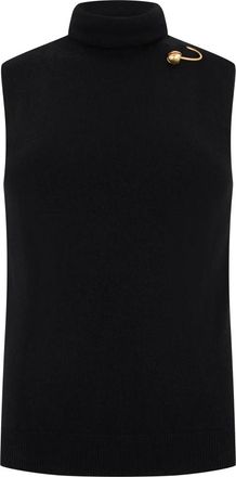 Alberta Ferretti Top zonder mouwen met coltrui - Dames - Coltruien - Zwart - M - Wol - Truien & Vesten
