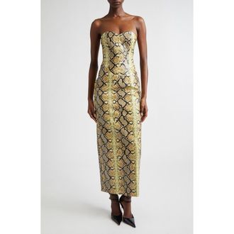 Kim Shui Mitchell Snakeskin Embossed Faux Leather Dress at Nordstrom, Size X-Small