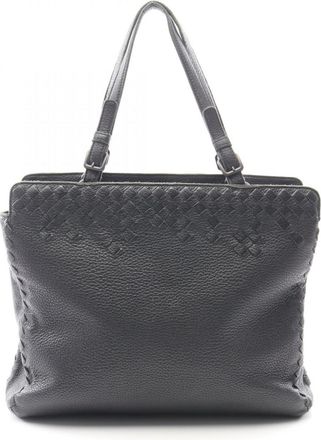Bottega Veneta Black Leather Handbag Tote Bag (Pre-Owned)