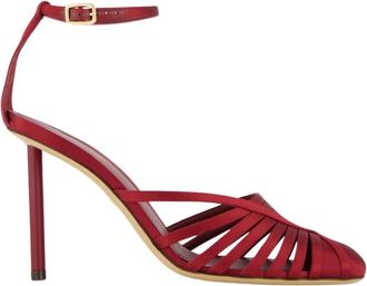 Ferragamo Vintage Rode Satijnen Hoge Hak Sandalen - Dames - Sandalen met hakken - Rood - 38 1/2 EU - Satijn - Schoenen