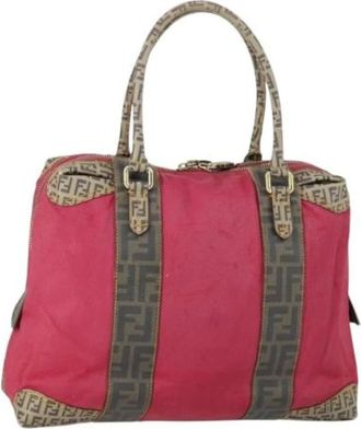 Fendi Pre-owned Handbags, female, Pink, Size: ONE SIZE Pre-owned Canvas Handbag