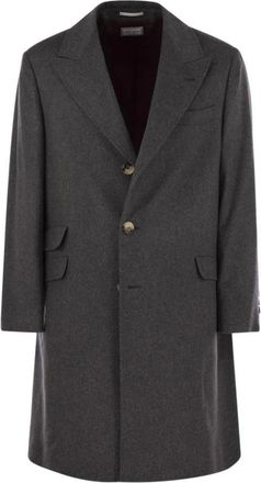 Brunello Cucinelli Klassieke Overjas van Wolmix - Heren - Mantel - Grijs - XL - Wol - Jassen