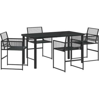 vidaXL Conjunto De Comedor De Jard&iacute;n 5 Pcs Negro Polirat&aacute;n Vidaxl