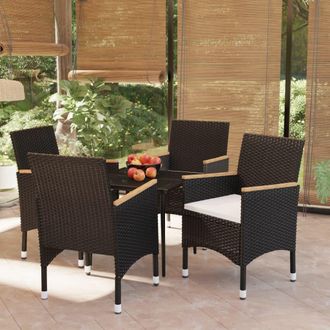 vidaXL Juego De Comedor De Jard&iacute;n 5 Piezas Con Cojines Negro Vidaxl