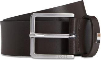 BOSS Italian-leather belt with signature-stripe keeper