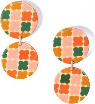 Sunshine Tienda Womens Gage Double Earrings In Cream Light Pink Green Red Terracotta