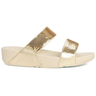 FitFlop Lulu Sequin Slides Polyurethane Womens Slip On Sandals - UK 4 - US 6 Women - EU 37 - Plantino - Size:UK 4