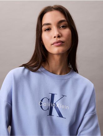 Calvin Klein Jeans Calvin Klein Womens Monologo Fleece Relaxed Sweatshirt - Blue - XS