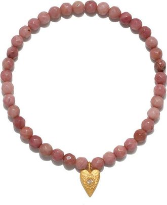 Satya Jewelry Comforted by Love Rhodonite Heart Bracelet in Pink at Nordstrom
