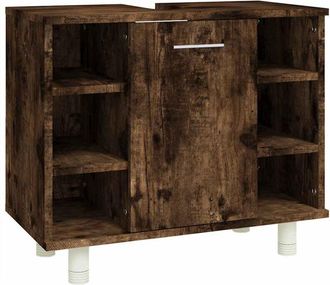 vidaXL Armario De Ba&ntilde;o Madera Contrachapada Roble Ahumado 60x32x53,5cm Vidaxl