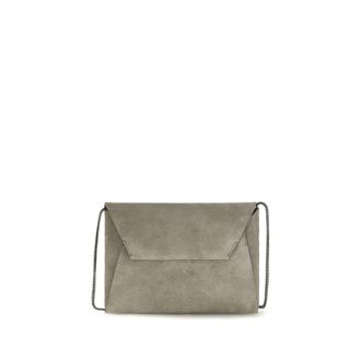 Brunello Cucinelli Gray Calf Leather Bos Taurus Clutch Womens Bag