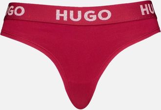HUGO BOSS Womens Sporty Logo Thong, Burgundy - Red - Size: 16