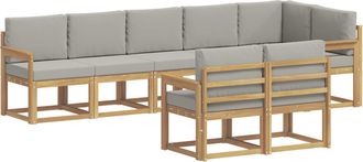 vidaXL Conjunto De Sof&aacute;s De Exterior 8 Uds. Blanco Y Gris Claro Vidaxl