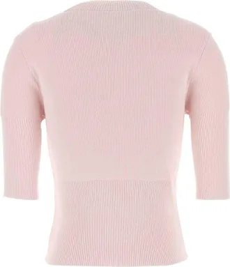 Givenchy Womens Logo-Embroidered Cotton Blend Sweater Pink Wool