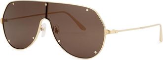 Cartier Cartier Santos De Cartier Mask Sunglasses, Sunglasses, Gold-tone
