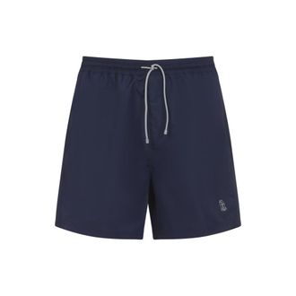 Brunello Cucinelli Navy Blue Logo Swim Shorts
