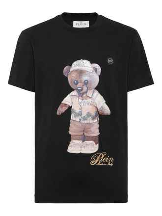 Philipp Plein teddy bear-print T-shirt - men - Cotton - L - Black