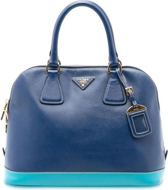 Prada Pre-owned Gestructureerde Leren Schoudertas - Dames - Vintage Handtas - Blauw - ONE Size - Leer - Vintage