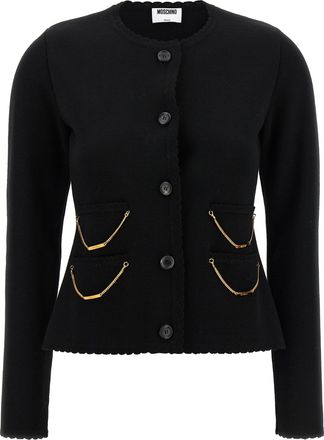 Moschino Black Virgin Wool Womens Cardigan