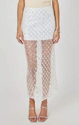 endless rose Embellished Mesh Maxi Skirt in White at Nordstrom, Size X-Small
