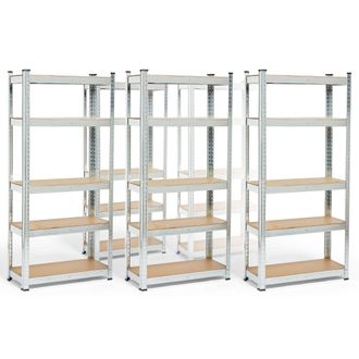 VonHaus Pack of 5 1.5m Garage Shelving Units in Silver
