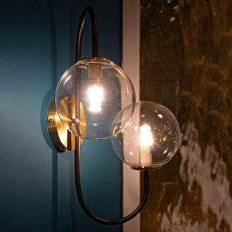 Dmora Lampada Da Parete Buzios, Necessarie 2 Lampadine, Attacco E14, Indoor, Nero