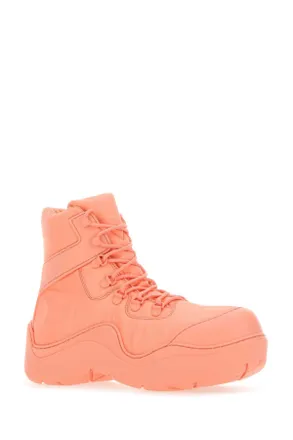 Bottega Veneta Womens Salmon Nylon And Rubber Puddle Bomber Ankle Boots 6807 Stivali