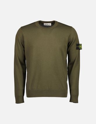 Stone Island Mens Light RWS Pure Wool Knitted Sweatshirt - Green - Size: 38