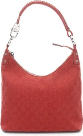 Gucci Pre-owned Cotton gucci-bags - Dames - Vintage Handtas - Rood - ONE Size - Katoen - Vintage