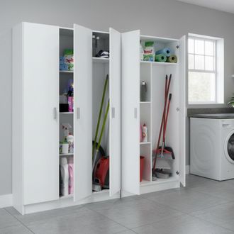 Dmora Armario Multiusos Grande Codigoro, Modular, 7 Estantes, 5 Puertas, 182x180h Cm Blanco