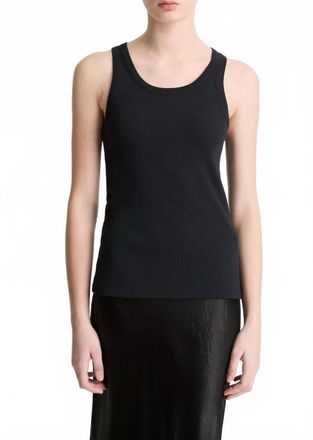 Vince Stretch Viscose Scoop Tank Top In Black