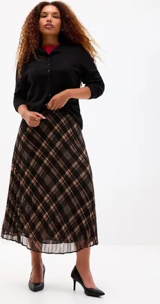Contemporaine Womens Nocturnal plaid pleated chiffon skirt