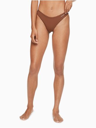 Calvin Klein Womens Flirty Micro Thong - Brown - XS