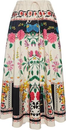 La DoubleJ Veelzijdige rok met trekkoord - Dames - Midirokken - Beige - L - Polyester - Rokken