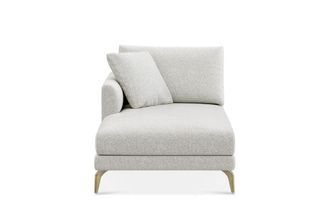 Castlery Lena Left Chaise Sofa Customized, (Performance Boucle) Light Grey (Brass Legs), Spill Resistant, Removable Covers for Sofas, Castlery