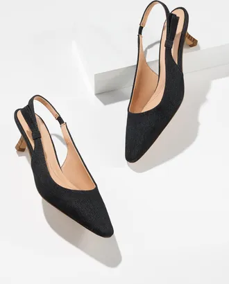 Talbots Tabitha Denim Slingback Pumps - Dark - 10 1/2 M Talbots