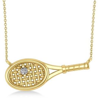 Allurez Tennis Racket with Diamond Ball Pendant Necklace 14k in Yellow Gold at Nordstrom, Size 18