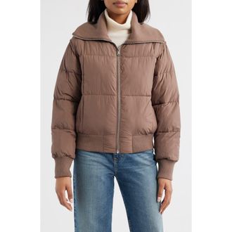Bernardo Knit Collar Crop Puffer Jacket in Pine Bark at Nordstrom Rack, Size Xx-Large