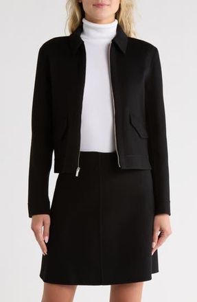 Theory Short Zip Wool Blend Jacket in Black at Nordstrom Rack, Size Small
