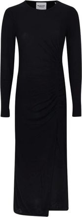 Isabel Marant Isabel Marant, Midi Dresses, female, Black, Size: 2XS Gathered Long-Sleeve Midi Dress