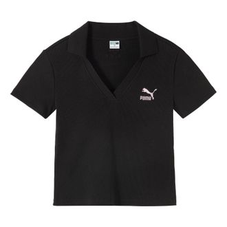 Puma (WMNS) PUMA Logo Polo Shirt Black 626863-01